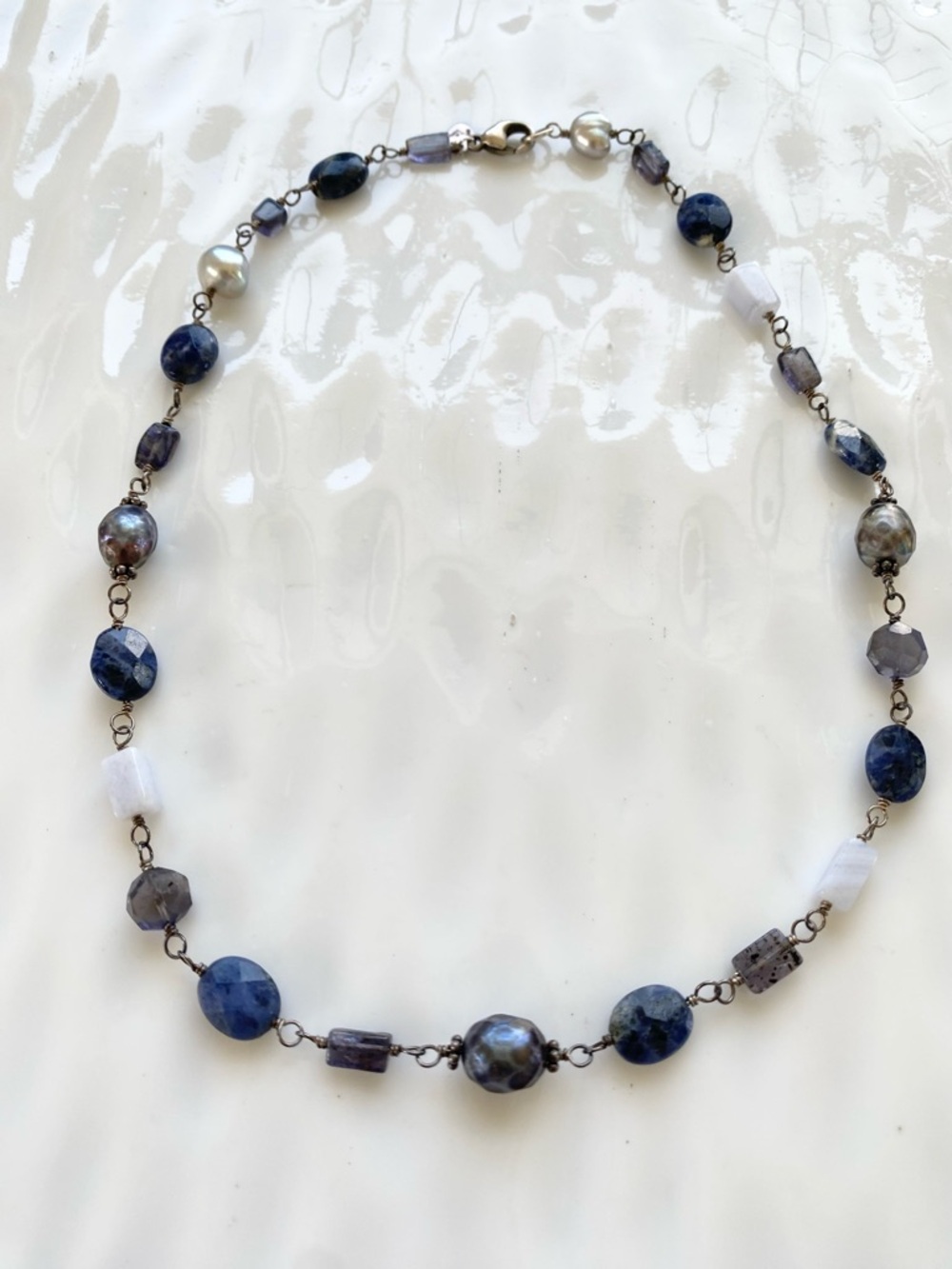 Silpada Blue Lace Pearl and Sodalite Necklace N1308 16” inches - Picture 4 of 9